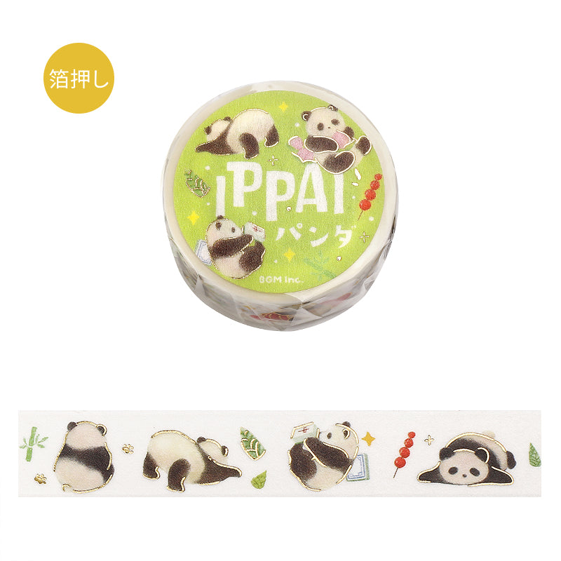 BGM Foil Stamping Masking Tape: IPPAI・Pandas Galore — roll front