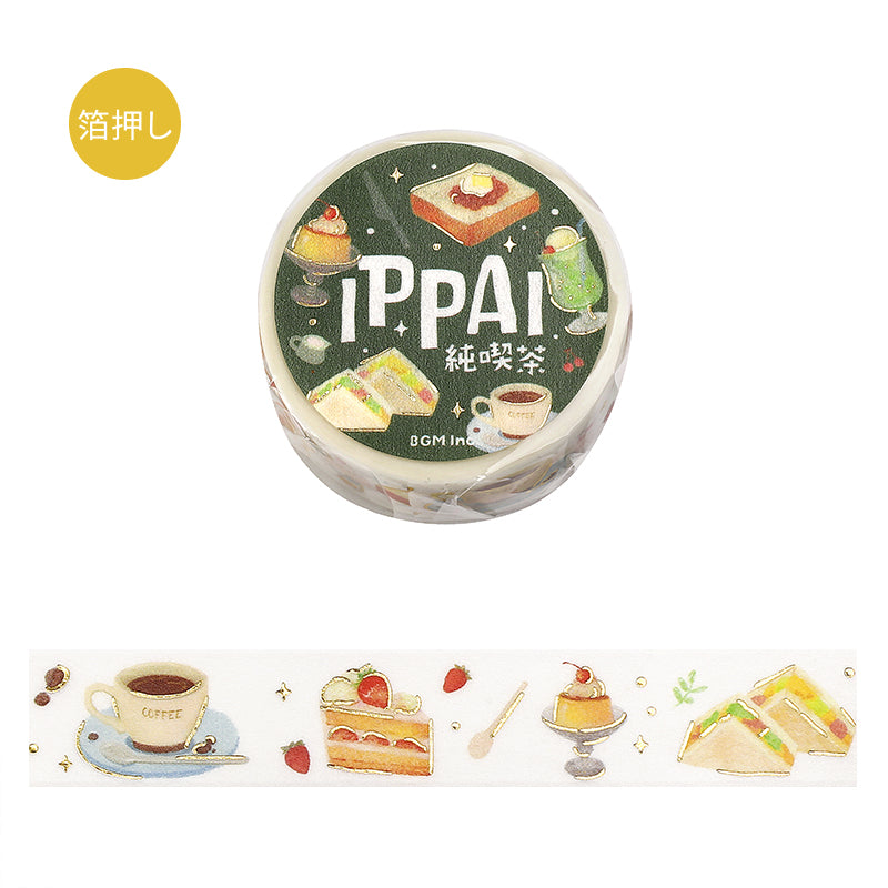 BGM Foil Stamping Masking Tape: IPPAI・Classic Coffee Shops Galore — roll front
