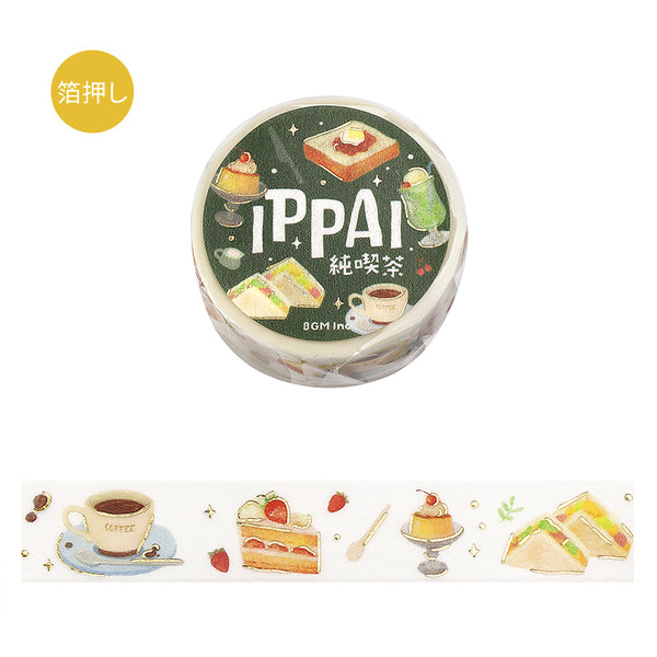 BGM Foil Stamping Masking Tape: IPPAI・Classic Coffee Shops Galore — roll front