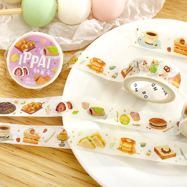 BGM Foil Stamping Masking Tape: IPPAI・Japanese Sweets Galore — applied on surface