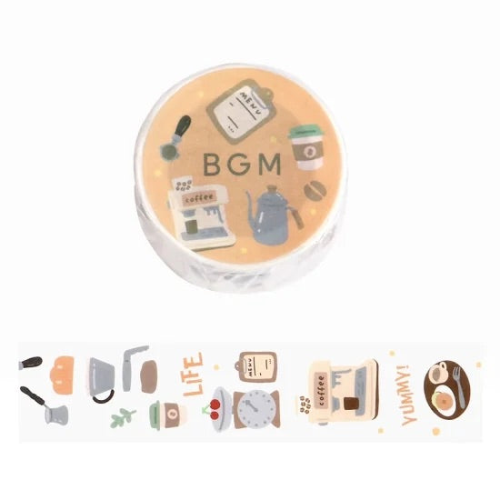 BGM Open Today as Well Masking Tape - Coffee — roll front