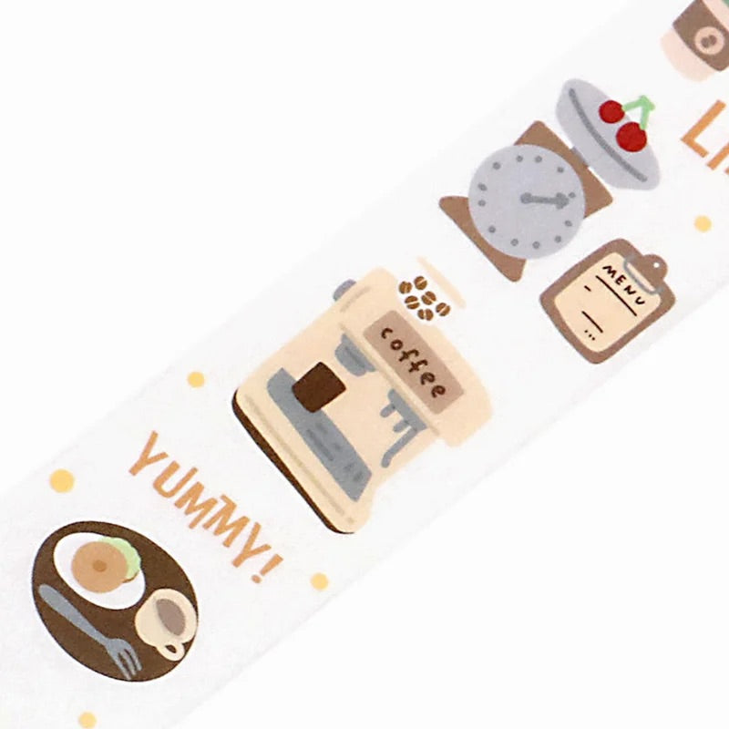 BGM Open Today as Well Masking Tape - Coffee — pattern detail