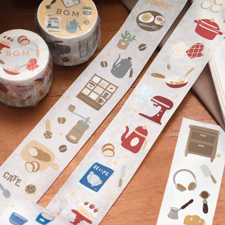 BGM Open Today as Well Masking Tape - Coffee — with packaging