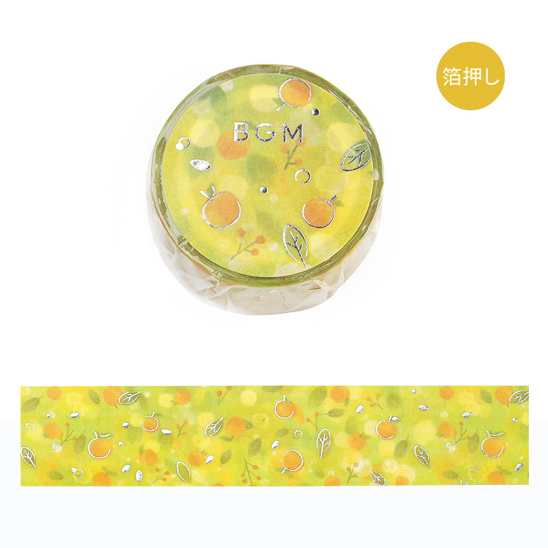 BGM Foil Stamping Masking Tape: Dreamy Scenery in Mandarin Orange — BGM masking tape — decorative paper tape for journaling and scrapbooking, at Cityluxe Singapore
