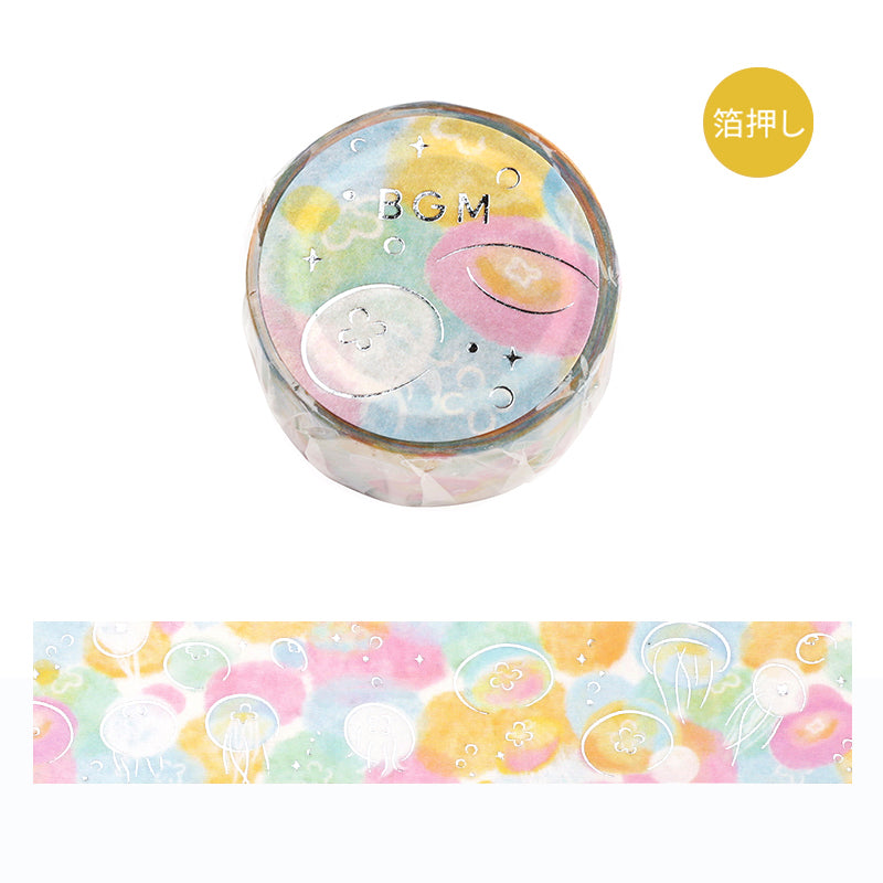 (DC) BGM Foil Stamping Masking Tape: Dreamy Scenery - Jellyfish — roll front