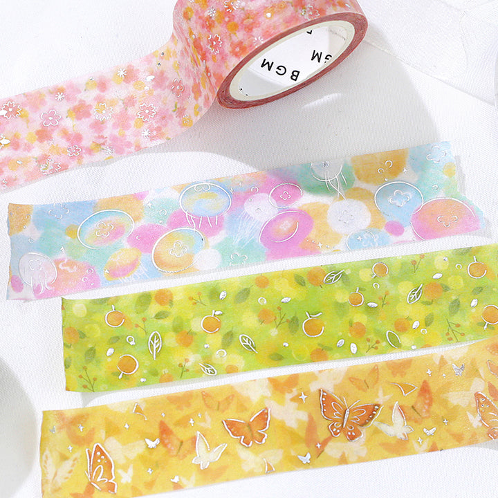 (DC) BGM Foil Stamping Masking Tape: Dreamy Scenery - Jellyfish — applied on surface