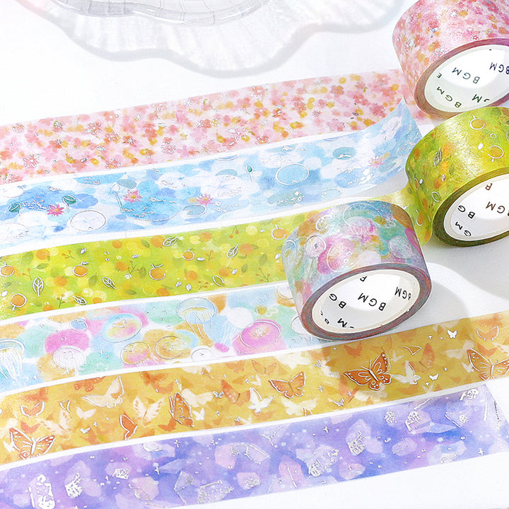 (DC) BGM Foil Stamping Masking Tape: Dreamy Scenery - Jellyfish — roll side