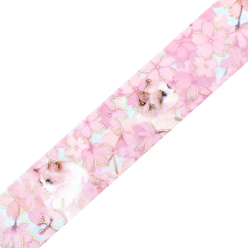 BGM Foil Stamping Masking Tape: Flowers and Cats - Blossom — pattern detail