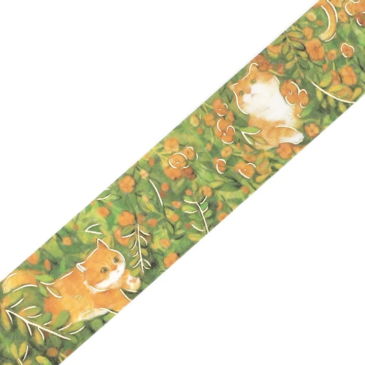 BGM Foil Stamping Masking Tape: Flowers and Cats - Find Me — pattern detail