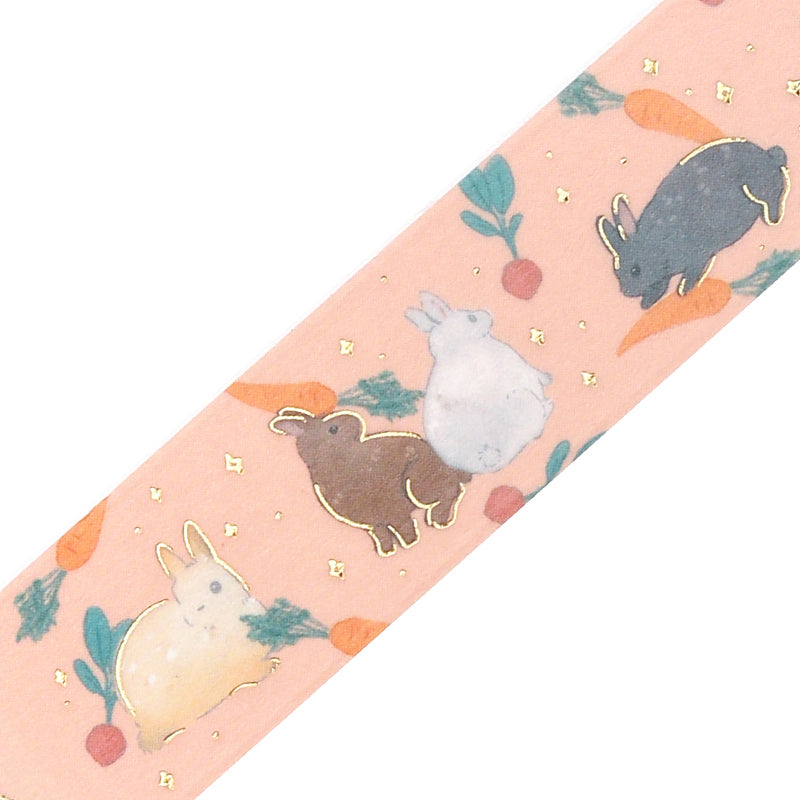 BGM Foil Stamping Masking Tape: Rabbit Country - 3 o'clock Snack — pattern detail
