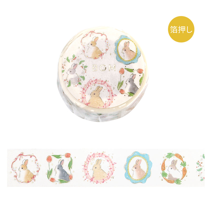 BGM Foil Stamping Masking Tape: Rabbit Country - Flame — roll front
