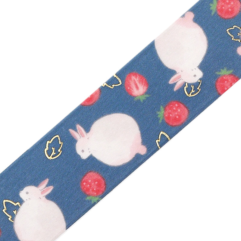 BGM Foil Stamping Masking Tape: Rabbit Country - Strawberry Daifuku — pattern detail