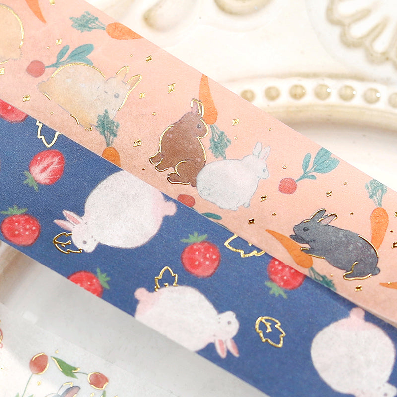 BGM Foil Stamping Masking Tape: Rabbit Country - Strawberry Daifuku — with packaging