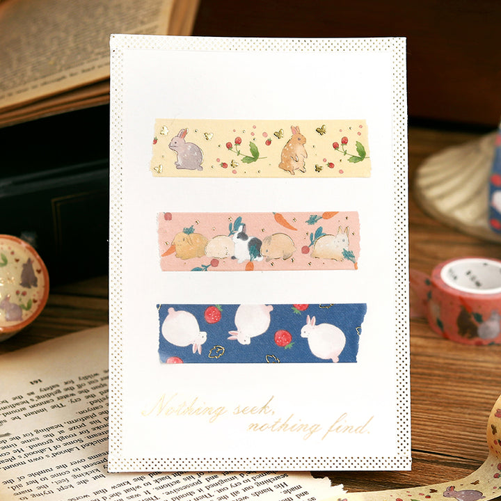 BGM Foil Stamping Masking Tape: Rabbit Country - Strawberry Daifuku — roll side