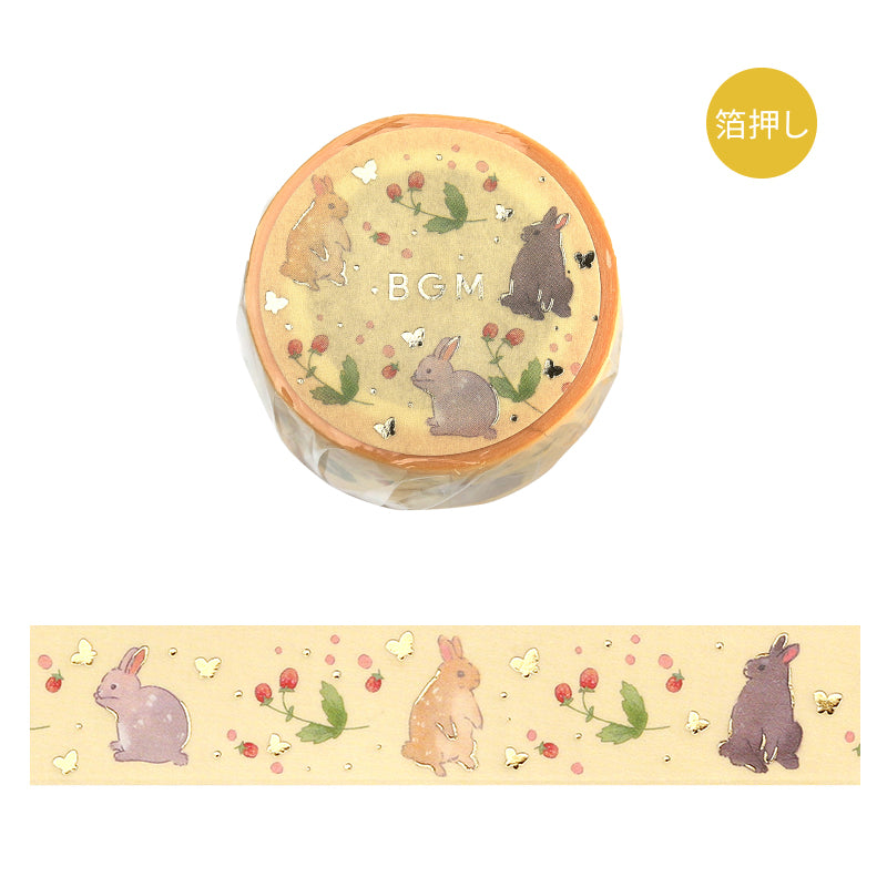 BGM Foil Stamping Masking Tape: Rabbit Country - Raspberry — roll front