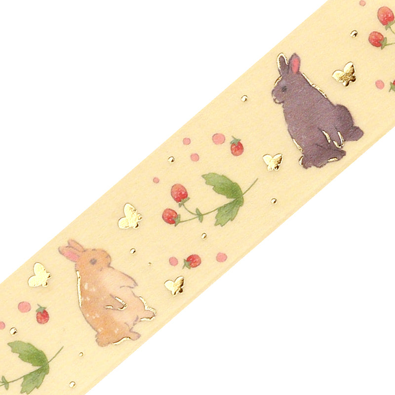 BGM Foil Stamping Masking Tape: Rabbit Country - Raspberry — pattern detail