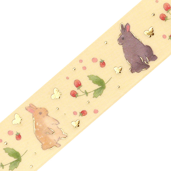BGM Foil Stamping Masking Tape: Rabbit Country - Raspberry — pattern detail