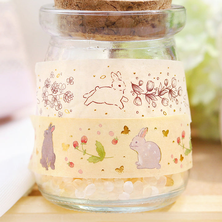 BGM Foil Stamping Masking Tape: Rabbit Country - Raspberry — with packaging