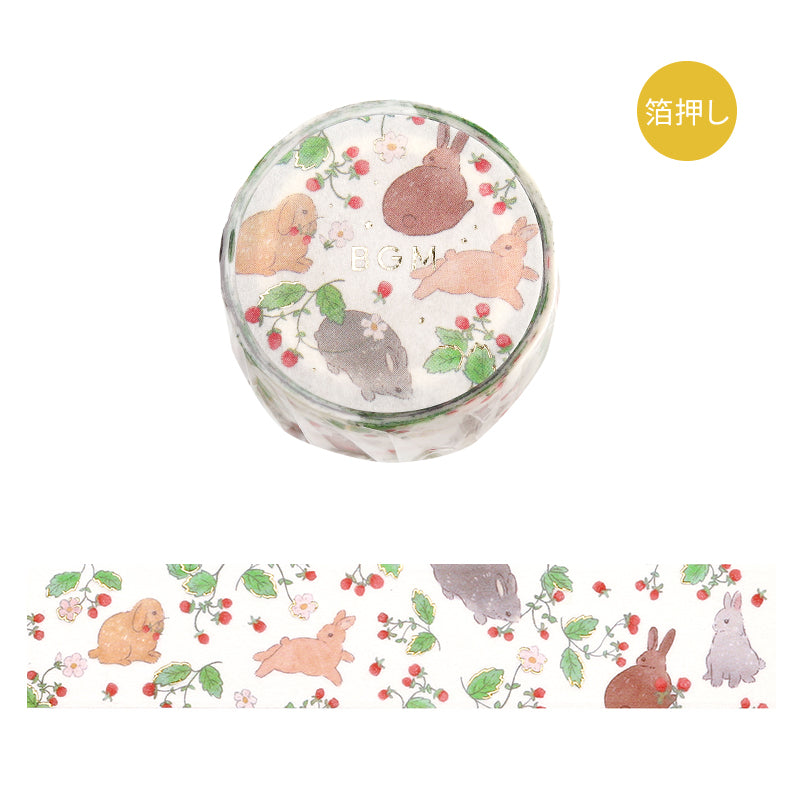 BGM Foil Stamping Masking Tape: Rabbit Country - Forest — roll front