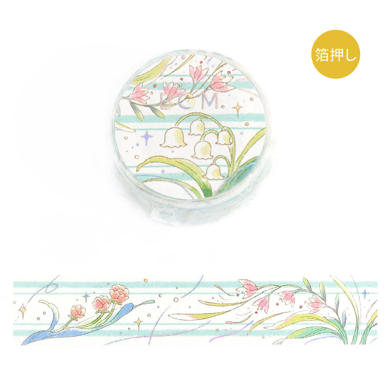BGM Foil Stamping Masking Tape: Mysterious Journey - Flower Language — roll front