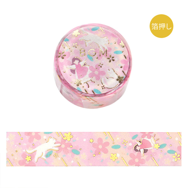 BGM Foil Stamping Masking Tape: Hana Monogatari - Peach Blossom — roll front