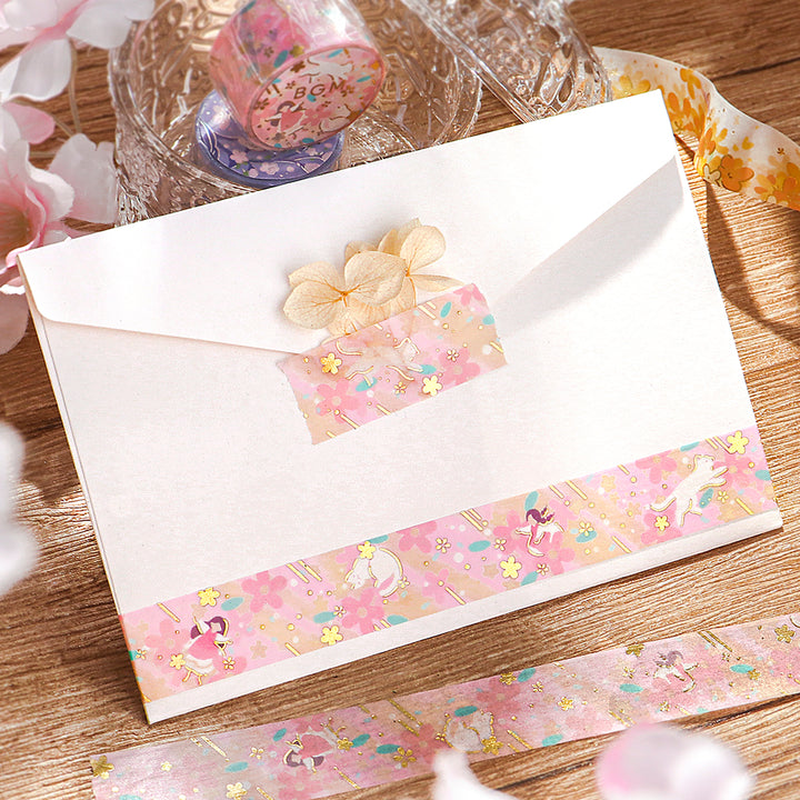 BGM Foil Stamping Masking Tape: Hana Monogatari - Peach Blossom — applied on surface