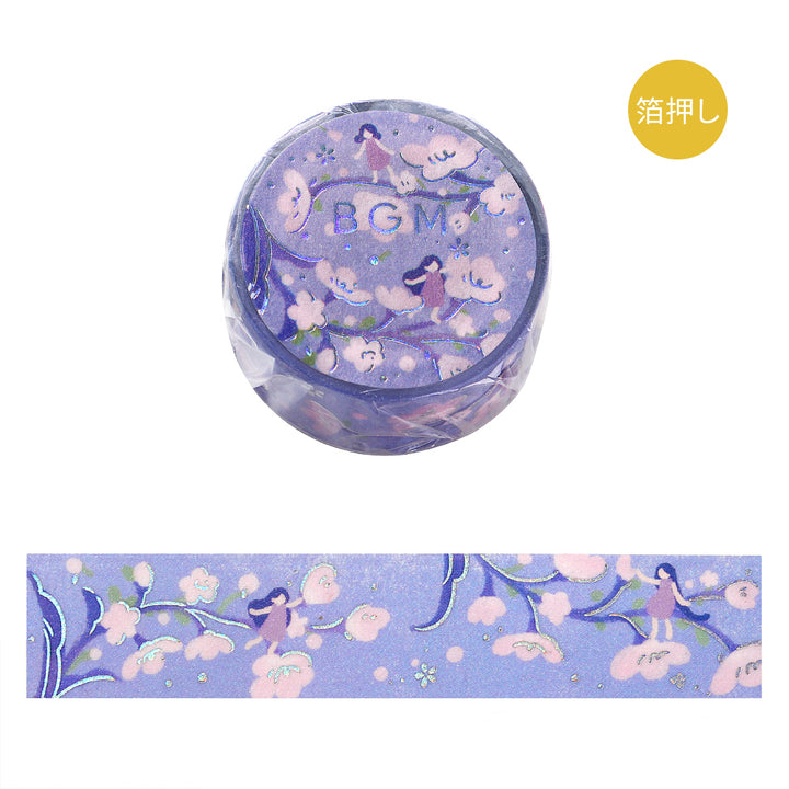 BGM Foil Stamping Masking Tape: Hana Monogatari - Light Purple — roll front