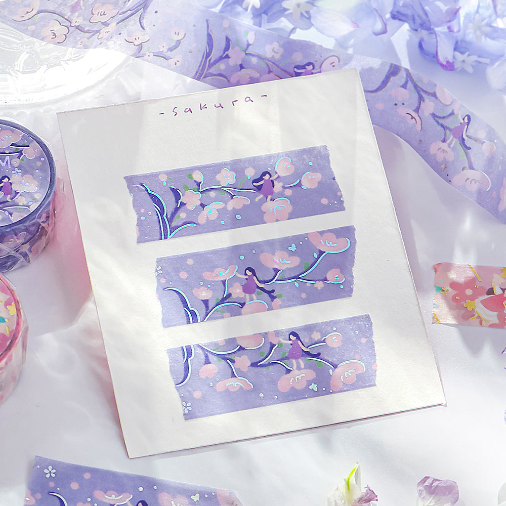 BGM Foil Stamping Masking Tape: Hana Monogatari - Light Purple — with packaging