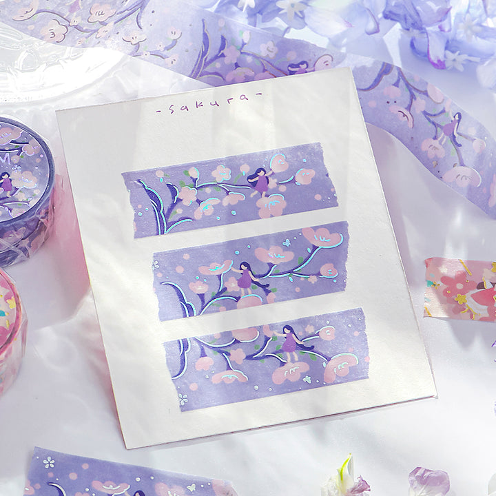 BGM Foil Stamping Masking Tape: Hana Monogatari - Light Purple — with packaging