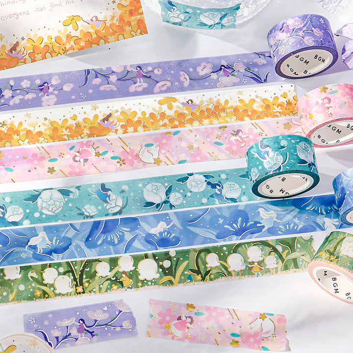 BGM Foil Stamping Masking Tape: Hana Monogatari - Light Purple — roll side