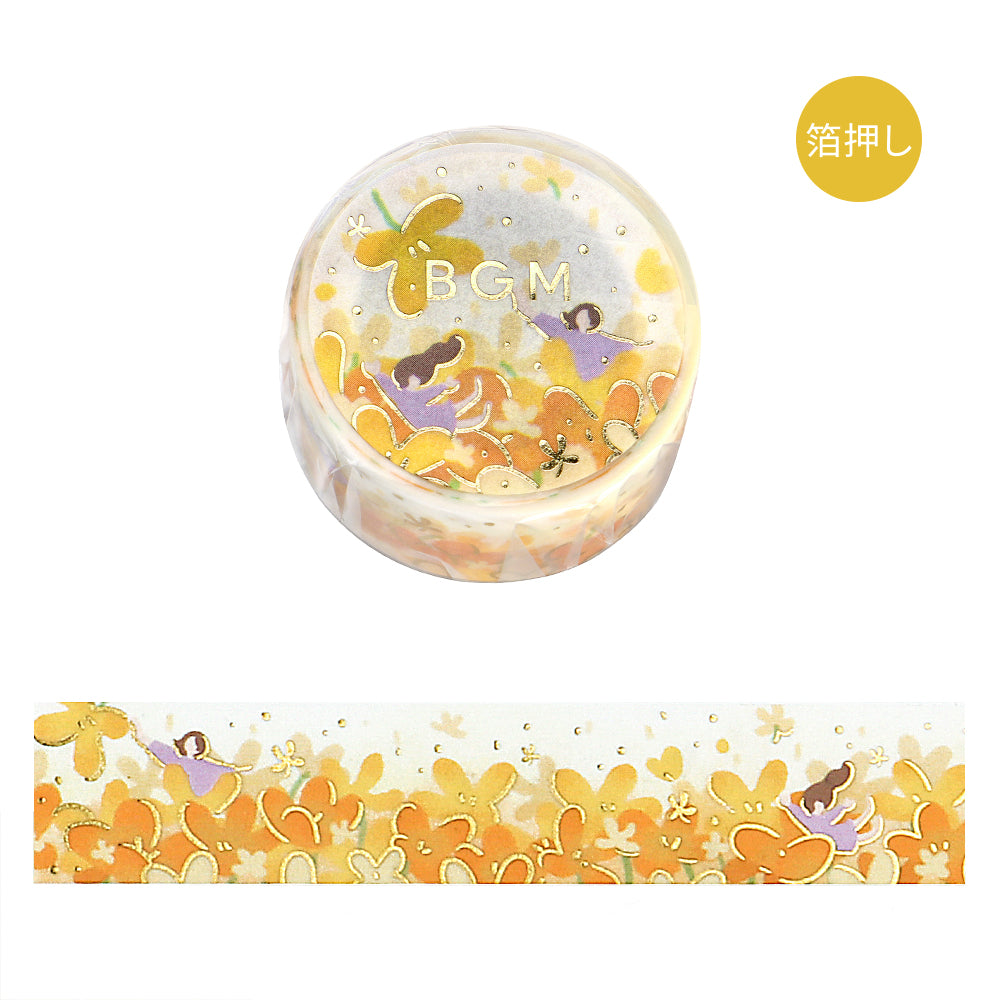 BGM Foil Stamping Masking Tape: Hana Monogatari - Flower Blizzard — roll front