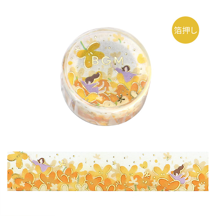 BGM Foil Stamping Masking Tape: Hana Monogatari - Flower Blizzard — roll front