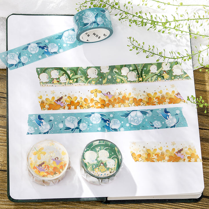 BGM Foil Stamping Masking Tape: Hana Monogatari - Blue Dream — applied on surface