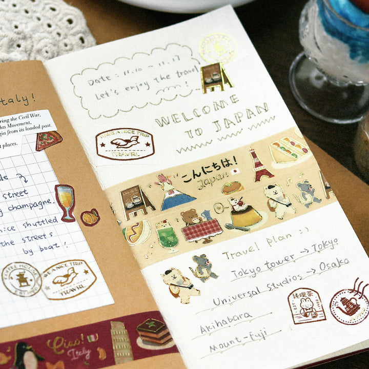 BGM Foil Stamping Masking Tape: World Cafe Travel - Japan — applied on surface