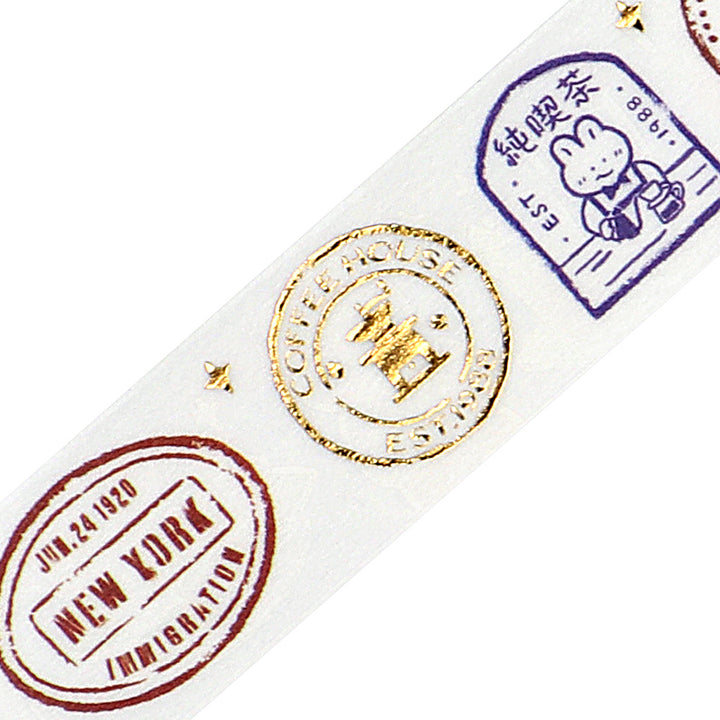 BGM Foil Stamping Masking Tape: World Cafe Travel - Stamps — pattern detail