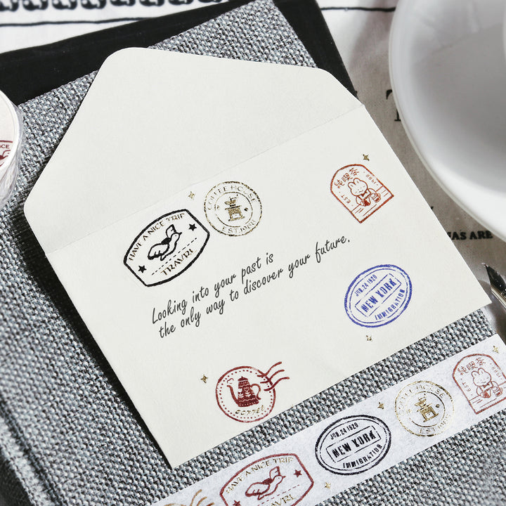BGM Foil Stamping Masking Tape: World Cafe Travel - Stamps — with packaging