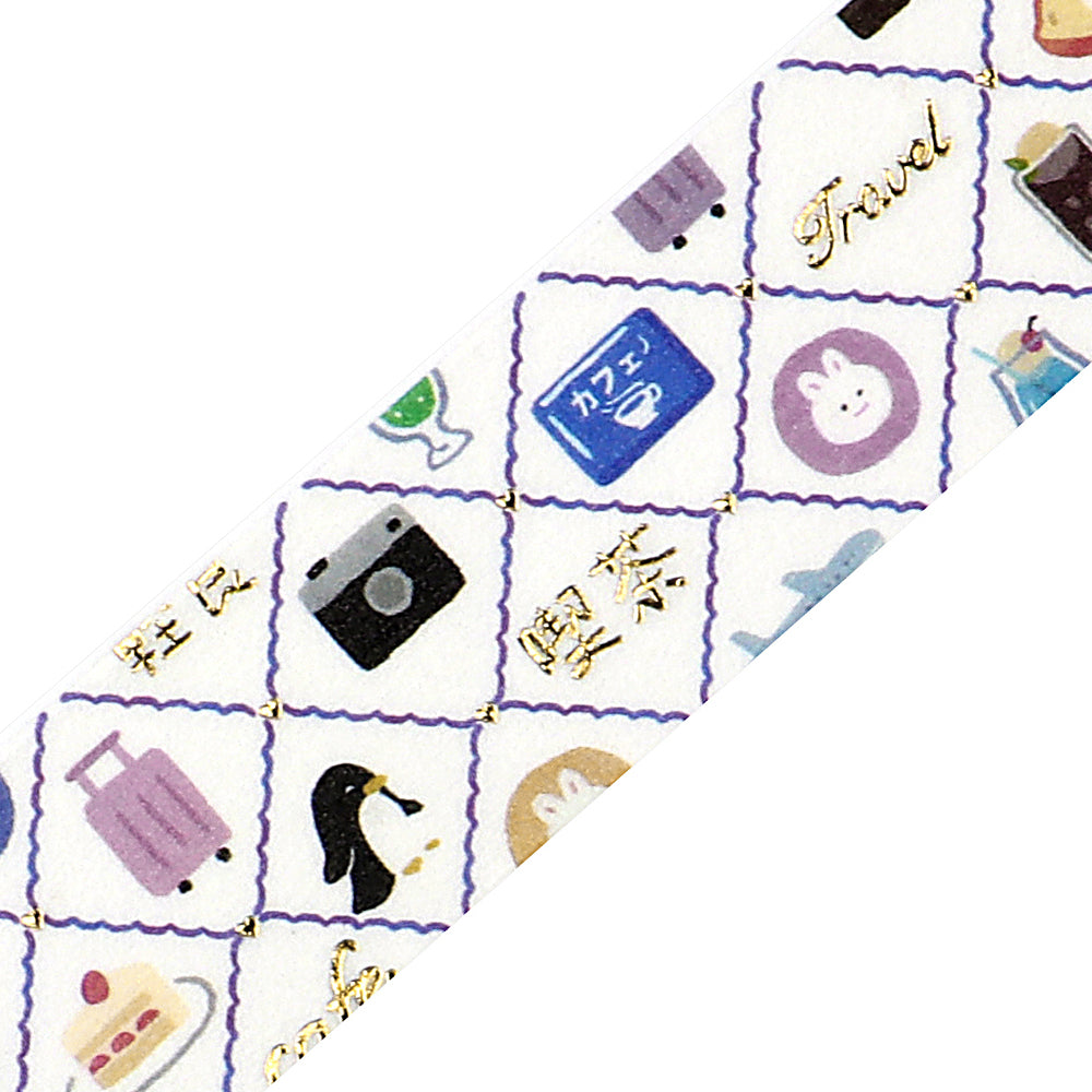 BGM Foil Stamping Masking Tape: World Cafe Travel - Mini Stamps — pattern detail