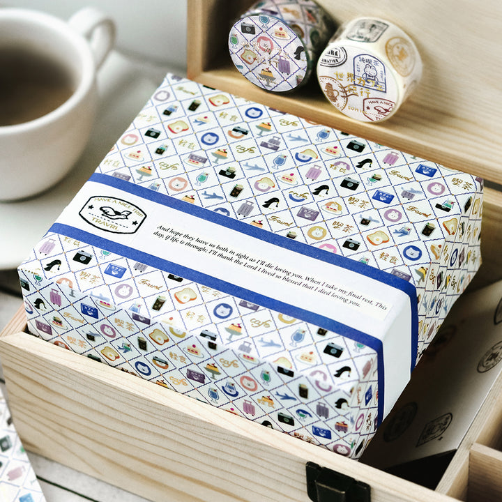 BGM Foil Stamping Masking Tape: World Cafe Travel - Mini Stamps — applied on surface