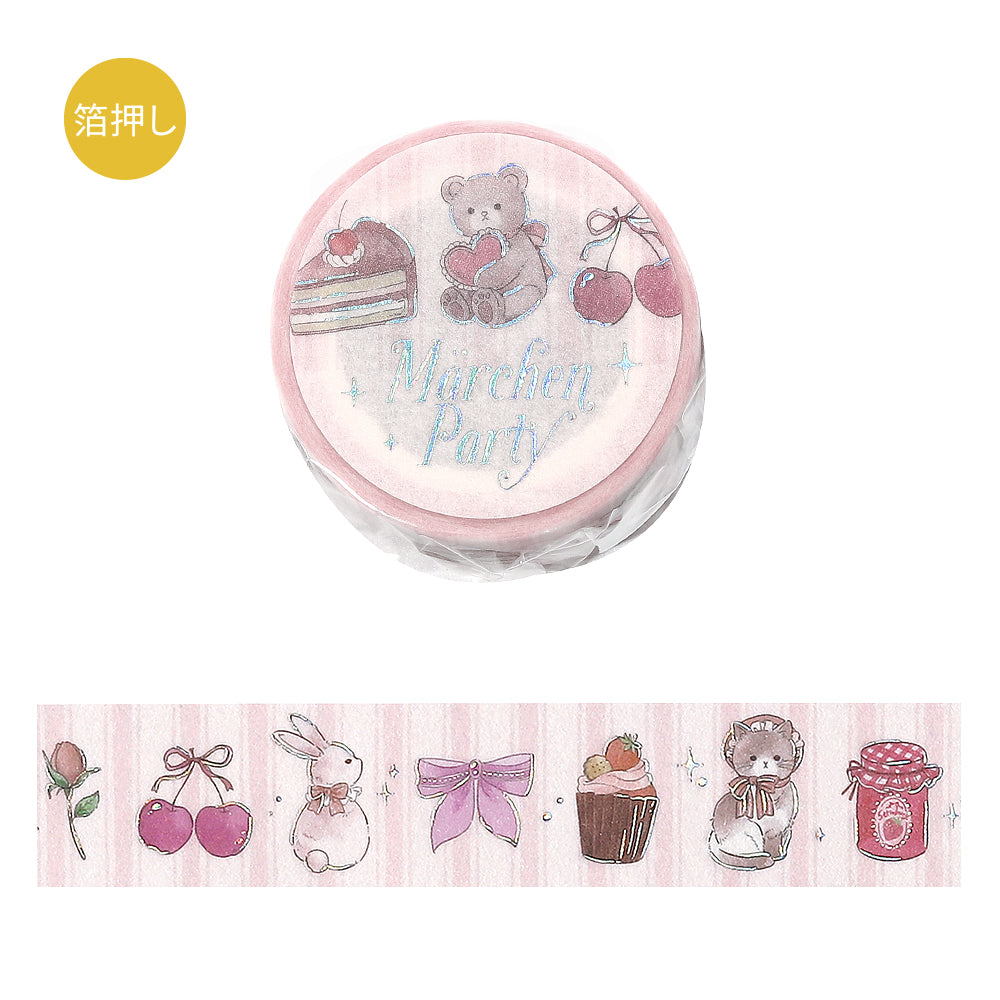 BGM Foil Stamping Masking Tape: Fairy Tale Party - Strawberry — roll front