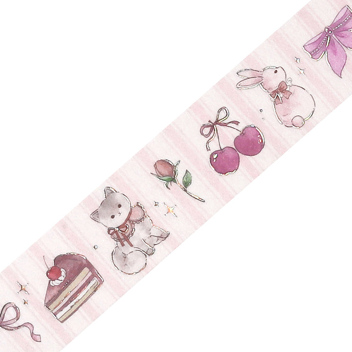 BGM Foil Stamping Masking Tape: Fairy Tale Party - Strawberry — pattern detail