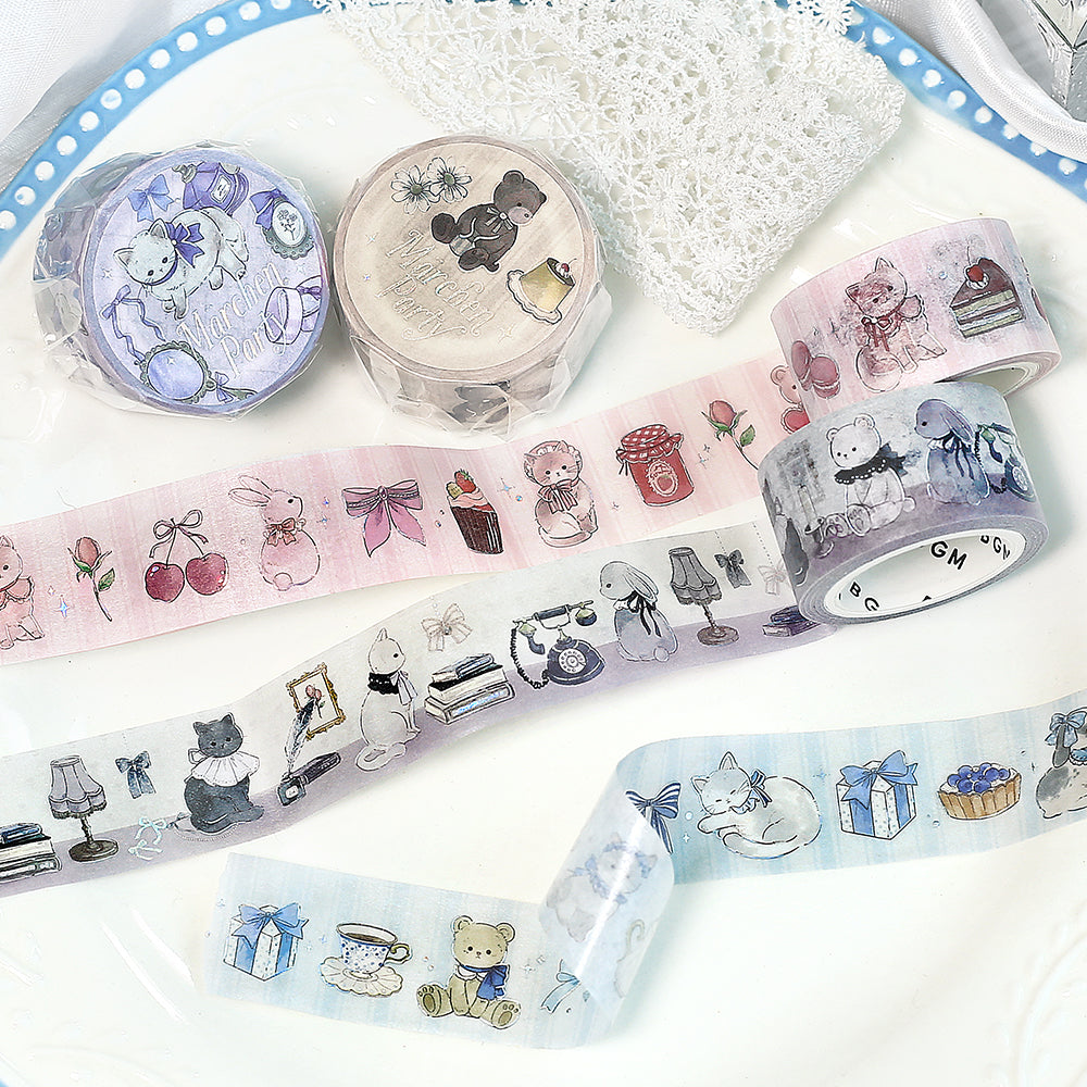 BGM Foil Stamping Masking Tape: Fairy Tale Party - Strawberry — roll side