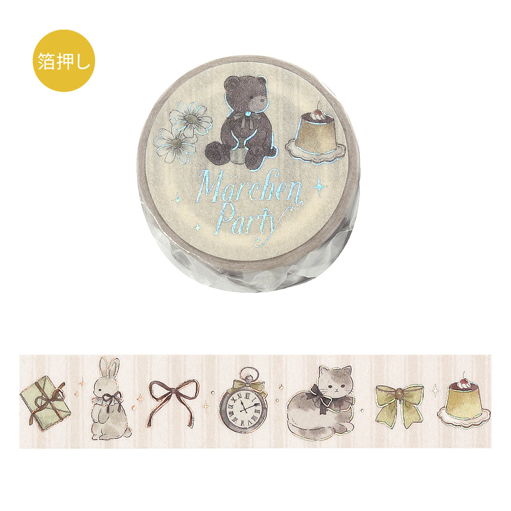 BGM Foil Stamping Masking Tape: Fairy Tale Party - Milk Tea — roll front