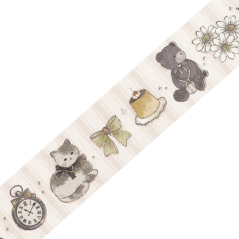BGM Foil Stamping Masking Tape: Fairy Tale Party - Milk Tea — pattern detail
