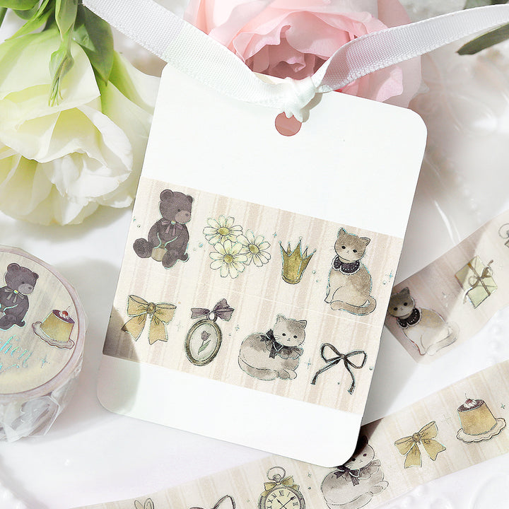 BGM Foil Stamping Masking Tape: Fairy Tale Party - Milk Tea — with packaging