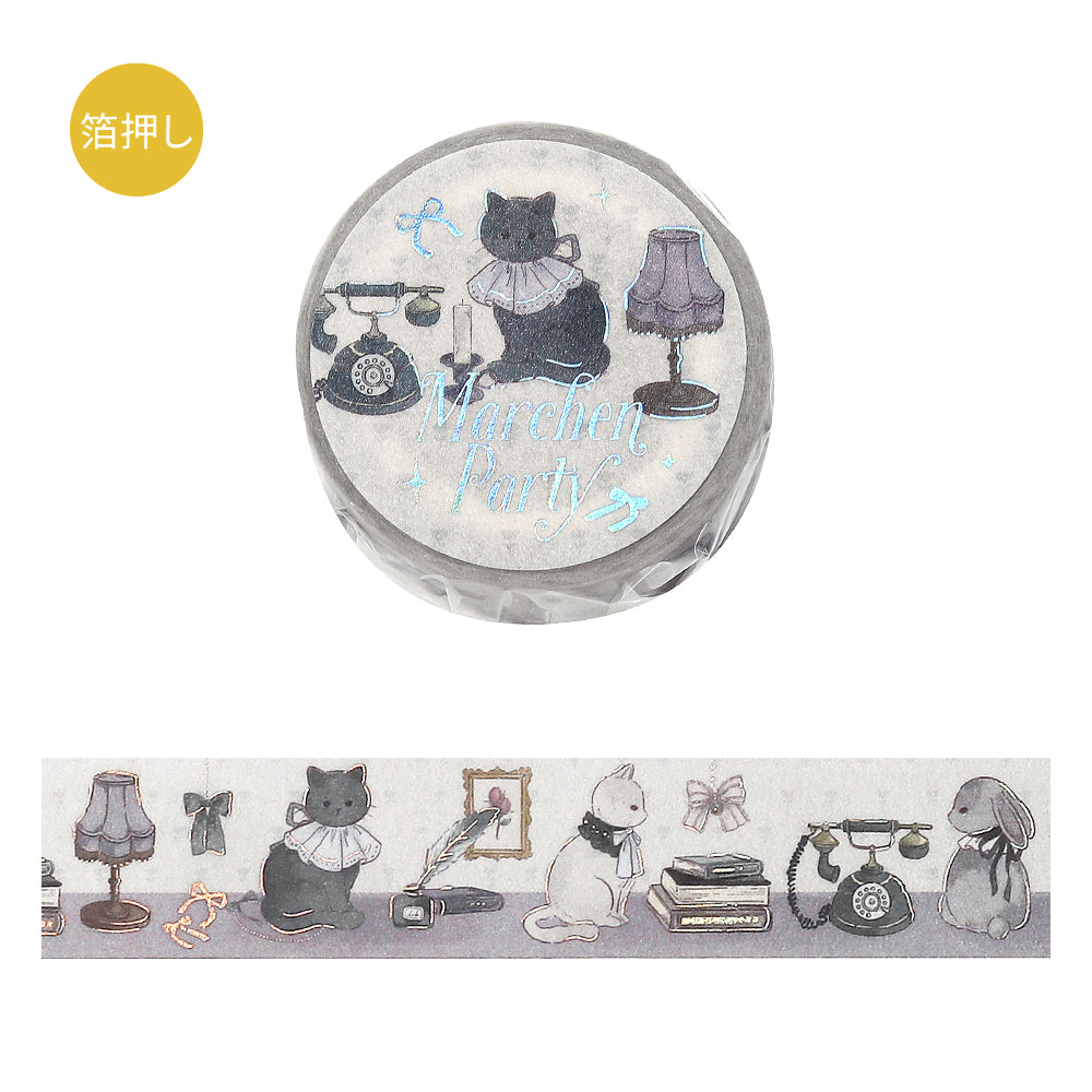 BGM Foil Stamping Masking Tape: Fairy Tale Party - Silver Gray — roll front
