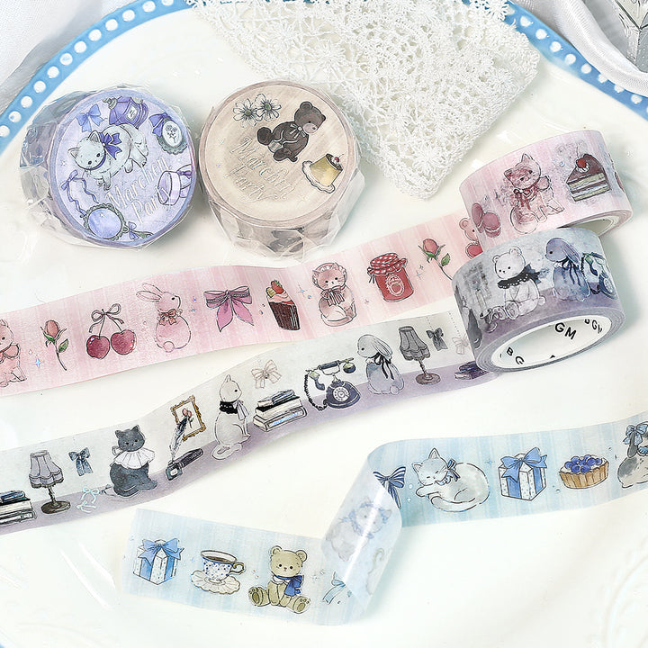 BGM Foil Stamping Masking Tape: Fairy Tale Party - Silver Gray — roll side