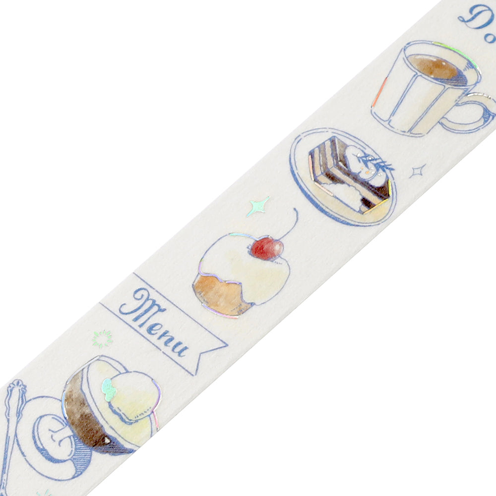 BGM Foil Stamping Masking Tape: Travel, Cafe, and Diary - Mocha — pattern detail