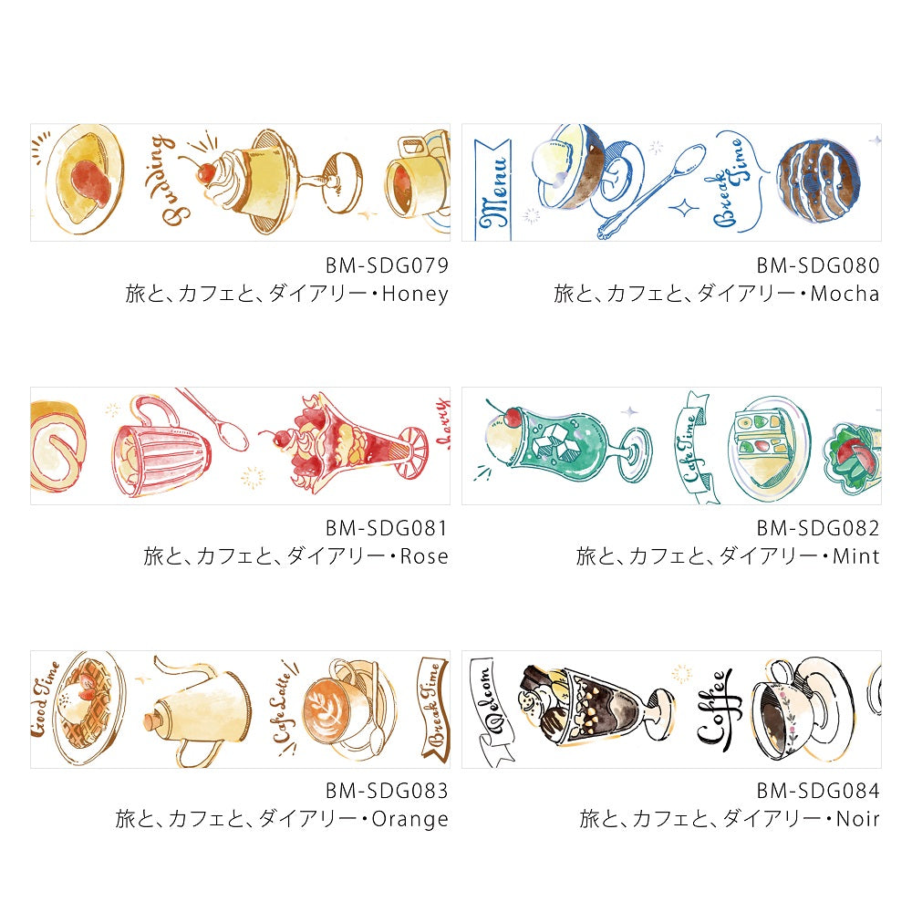 BGM Foil Stamping Masking Tape: Travel, Cafe, and Diary - Mocha — close-up
