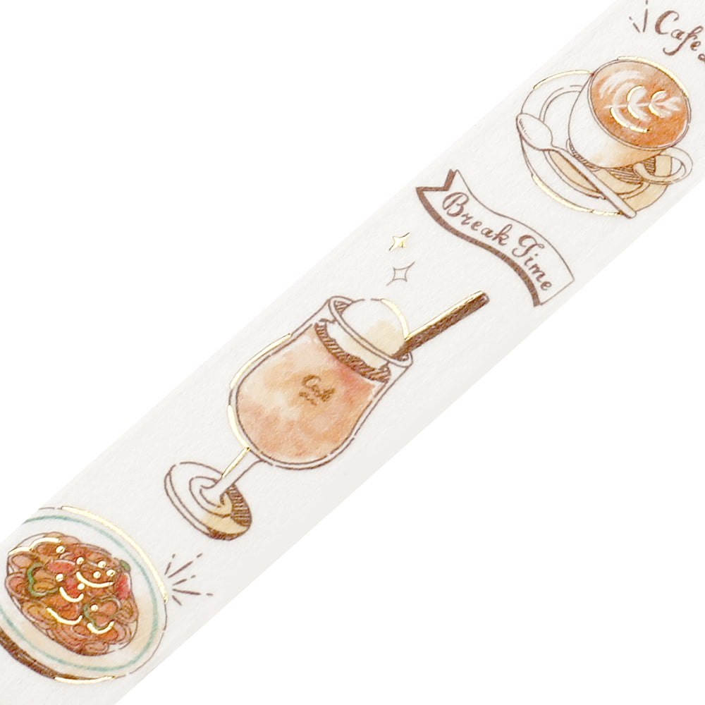 BGM Foil Stamping Masking Tape: Travel, Cafe, and Diary - Orange — pattern detail