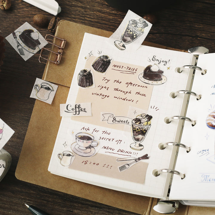 BGM Foil Stamping Masking Tape: Travel, Cafe, and Diary - Noir — roll side
